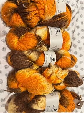 5 Stitch Studio by Nicole Nouveau Yarn - Orange, Brown, Cream 5 Oz each light